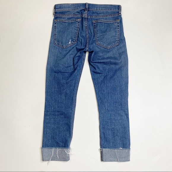 Rag & Bone The Dre Capri Boyfriend Denim Jeans In Ambra Raw Hem Size 26 - Picture 9 of 10
